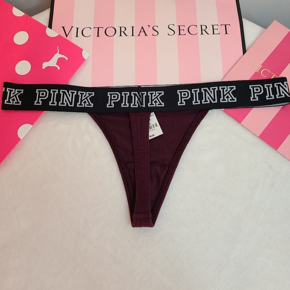 Y2K VS PINK Retired Thick Logo Band Cotton Extra Low Rise Thong Panty Size M - Picture 3 of 4